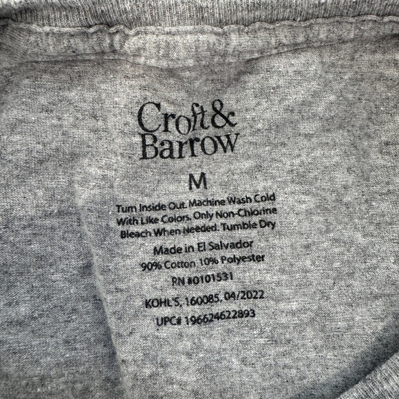 Croft & Barrow Southern Waves Gray Men's T-Shirt (M) - Picture 5 of 5